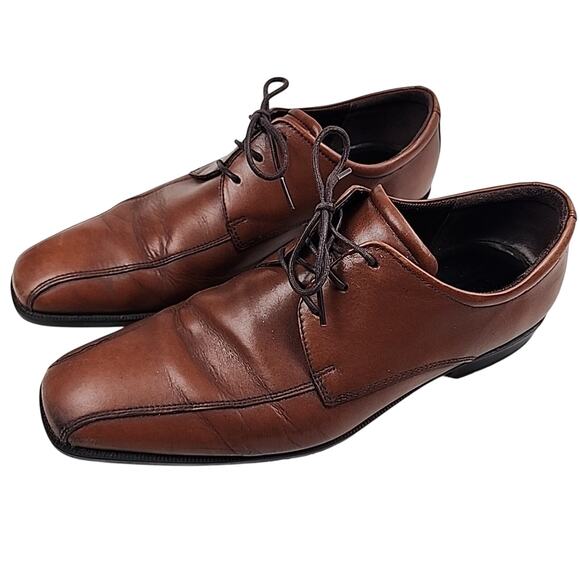 Ecco Other - ECCO Edinburgh Dress Shoes Mens Size 45 EU Brown Leather Square Toe Lace Up